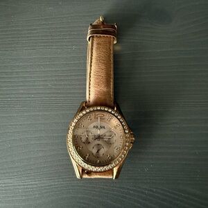 Fossil Rose Gold Watch with Crystal Accents